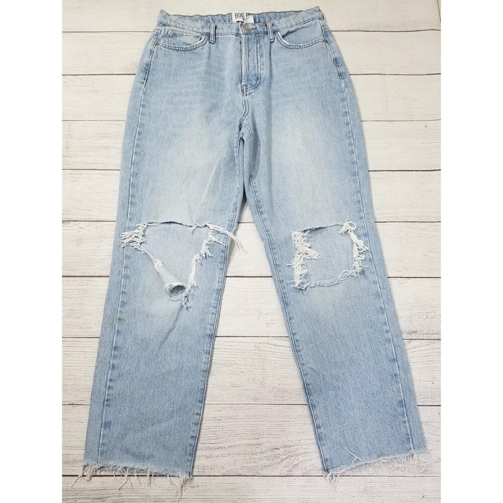 BDG Slim Straight Ripped Jeans Womens Size 28 Button Fly Fray Hem